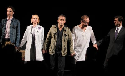 Jim Parsons, Ellen Barkin, Joe Mantello, John Benjamin Hickey, Mark Harelik attending Photo