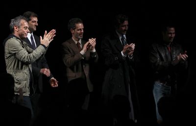 Joe Mantello, Mark Harelik, Patrick Breen, Lee Pace & Luke McFarlane  attending the B Photo