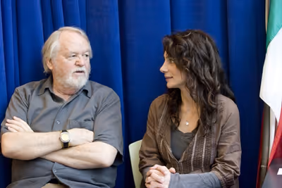 Dakin Matthews and Annie Parisse in rehearsal for the Shakespeare in the Park product Photo