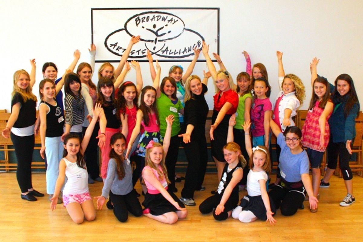 Kristi Coombs and Madison Kerth with the students of Broadway Artists Alliance at 
