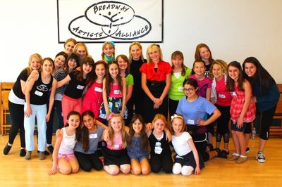 Kristi Coombs and Madison Kerth with the students of Broadway Artists Alliance Photo