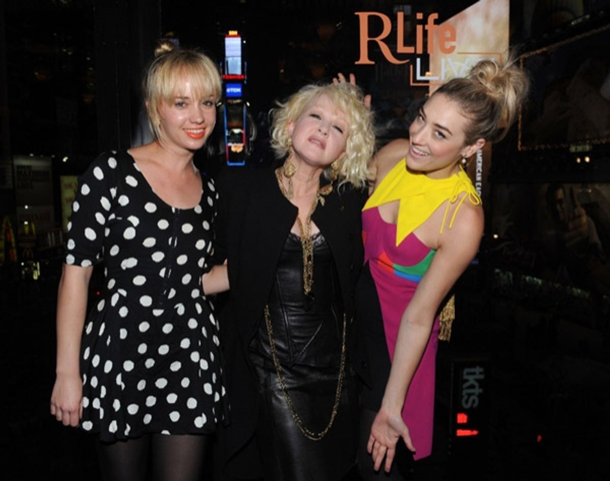 Caitlin Moe, singer/songwriter Cyndi Lauper and DJ Mia Moretti at 