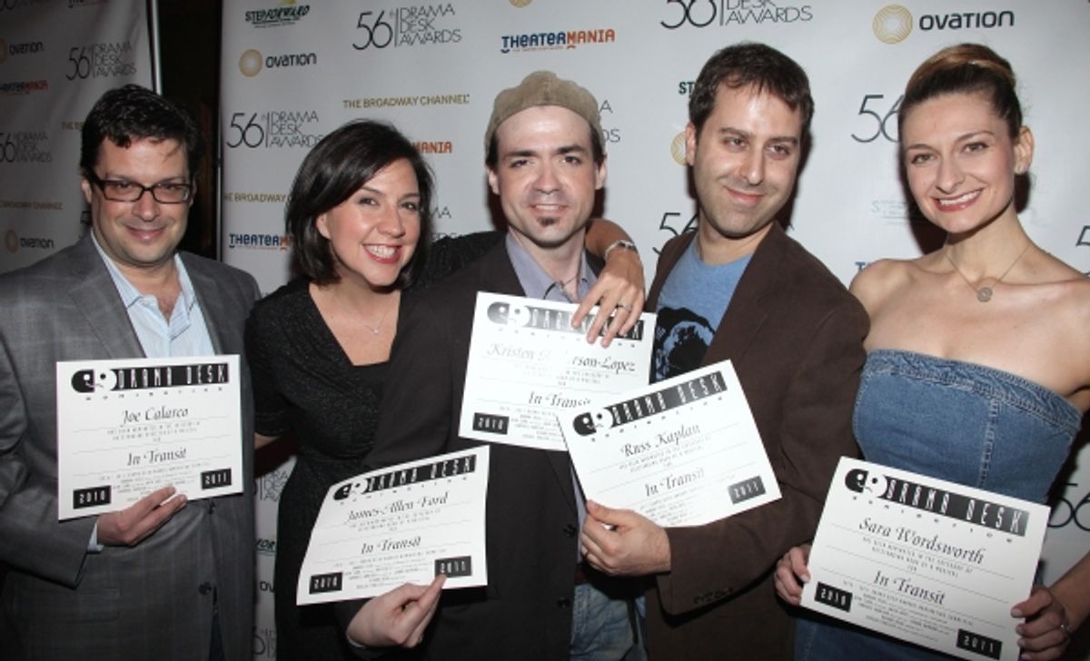 In Transit attending the 56th Annual Drama Desk Award Nominees Reception at Bombay Palace in New York City. at 