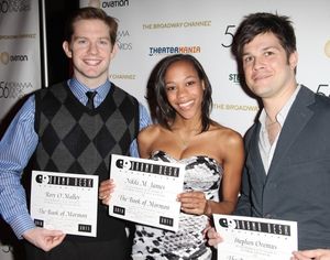 Rory O'Malley & Nikki M. James & Stephen Oremus attending the 56th Annual Drama Desk Award Nominees Reception at Bombay Palace in New York City. @ BroadwayWorld Rory O'Malley & Nikki M. James & Stephen Oremus attending the 56th Annual Drama Desk Photo