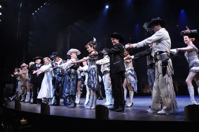 Robert Newman and Kim Zimmer and the cast of Curtains Photo