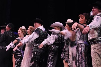 Robert Newman and Kim Zimmer and the cast of Curtains Photo