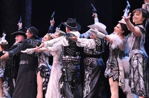 Robert Newman and Kim Zimmer and the cast of Curtains Photo