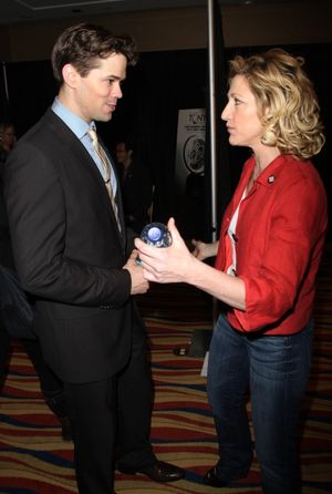 Andrew Rannells & Edie Falco attending the 65th Annual Tony Awards Meet The Nominees Press Reception at the Millennium Hotel in New York City. @ BroadwayWorld Andrew Rannells & Edie Falco attending the 65th Annual Tony Awards Meet The Nominees Photo