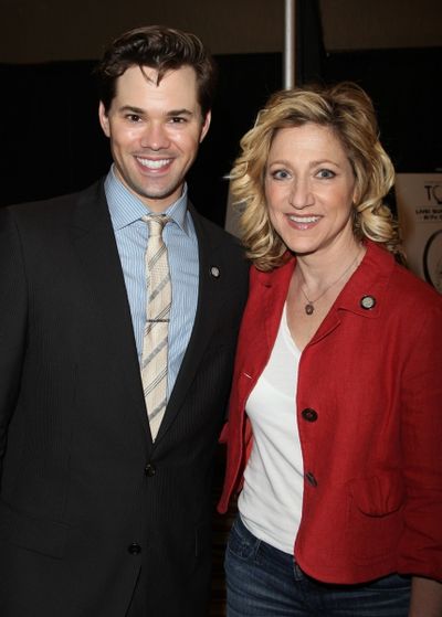 Andrew Rannells & Edie Falco attending the 65th Annual Tony Awards Meet The Nominees  Photo