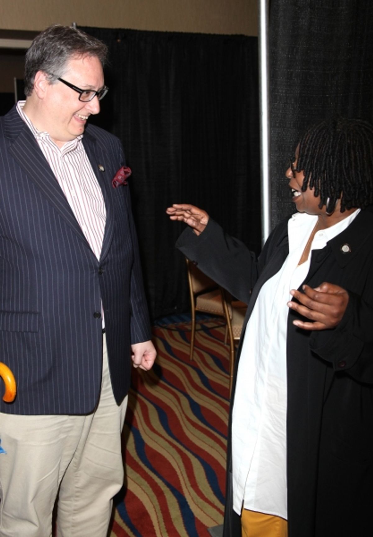 Douglas Beane Carter & Whoopi Goldberg attending the 65th Annual Tony Awards Meet The Nominees Press Reception at the Millennium Hotel in New York City. at 