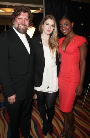 Oskar Eustis & Lily Rabe & Patina Miller attending the 65th Annual Tony Awards Meet The Nominees Press Reception at the Millennium Hotel in New York City. @ BroadwayWorld Oskar Eustis & Lily Rabe & Patina Miller attending the 65th Annual Tony Awards Meet T Photo