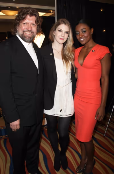 Oskar Eustis & Lily Rabe & Patina Miller attending the 65th Annual Tony Awards Meet T Photo