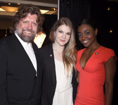 Oskar Eustis & Lily Rabe & Patina Miller attending the 65th Annual Tony Awards Meet T Photo