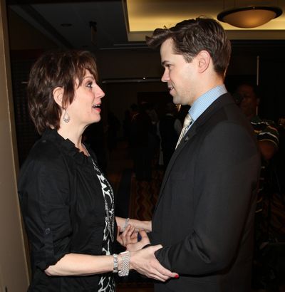 Beth Leavel & Andrew Rannells attending the 65th Annual Tony Awards Meet The Nominees Photo
