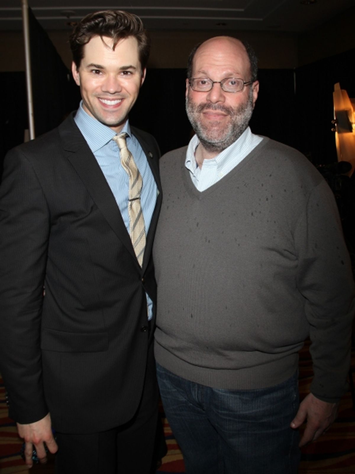 Andrew Rannells & Scott Rudin attending the 65th Annual Tony Awards Meet The Nominees Press Reception at the Millennium Hotel in New York City. at 