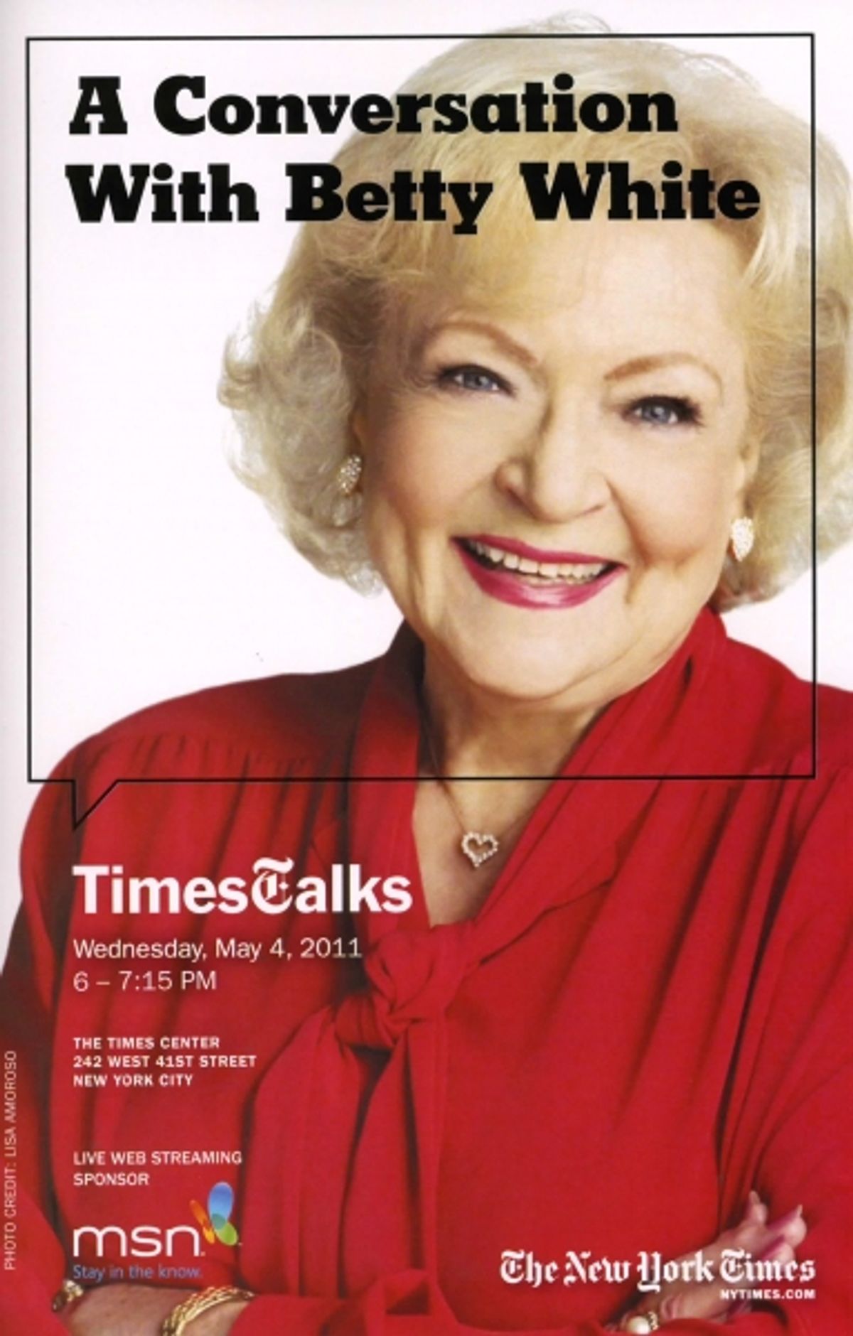 Times Talks with Betty White & Michael Stipe at Times Center in New York City. at 