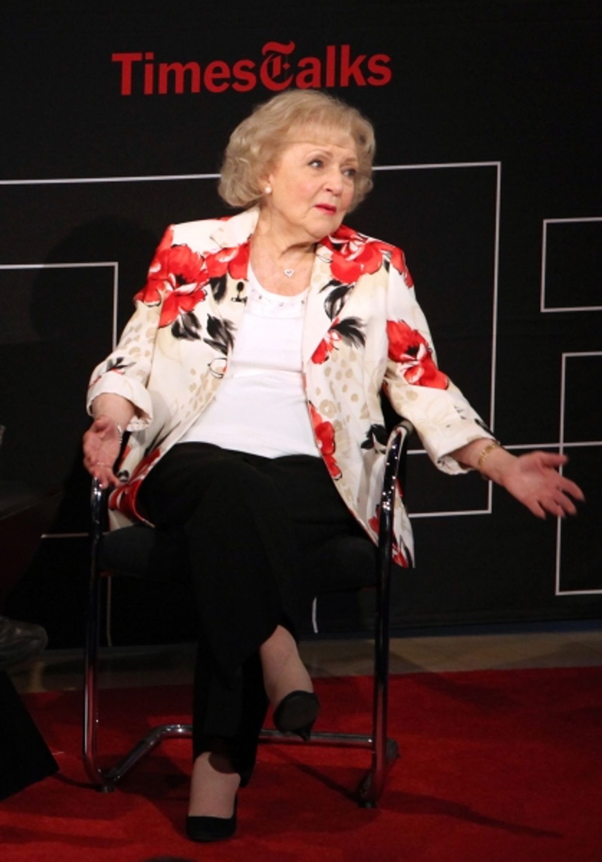 Betty White attending the Times Talks with Betty White & Michael Stipe at Times Center in New York City. at 