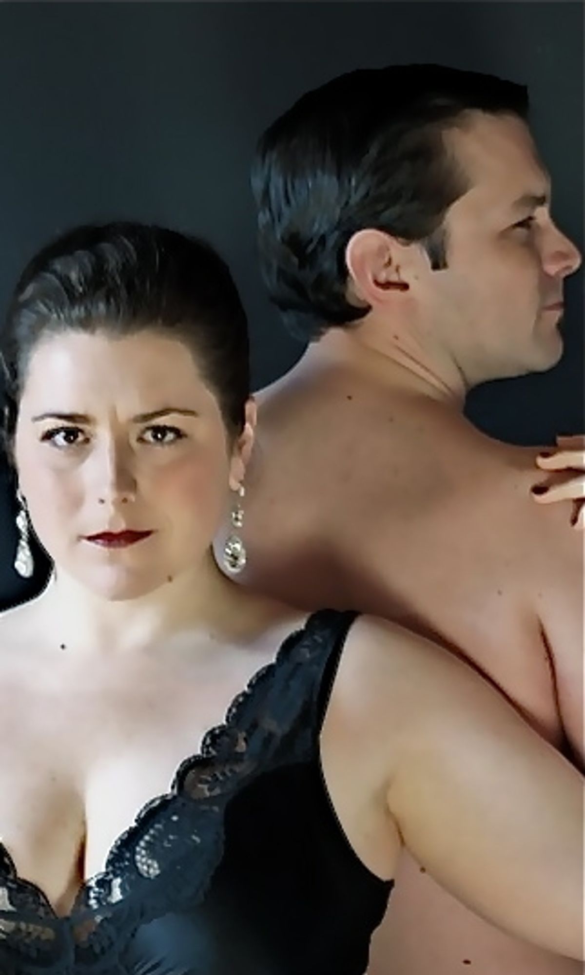 Haley Johnson as the Marquise de Merteuil and Nils Swanson as Vicomte de Valmont at 