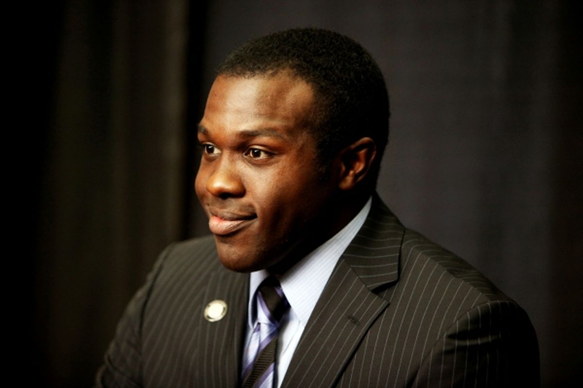 Joshua Henry attending the 65th Annual Tony Awards Meet The Nominees Press Reception at the Millennium Hotel in New York City. Ã‚Â© Walter McBride / WM Photography / Retna Ltd. at 
