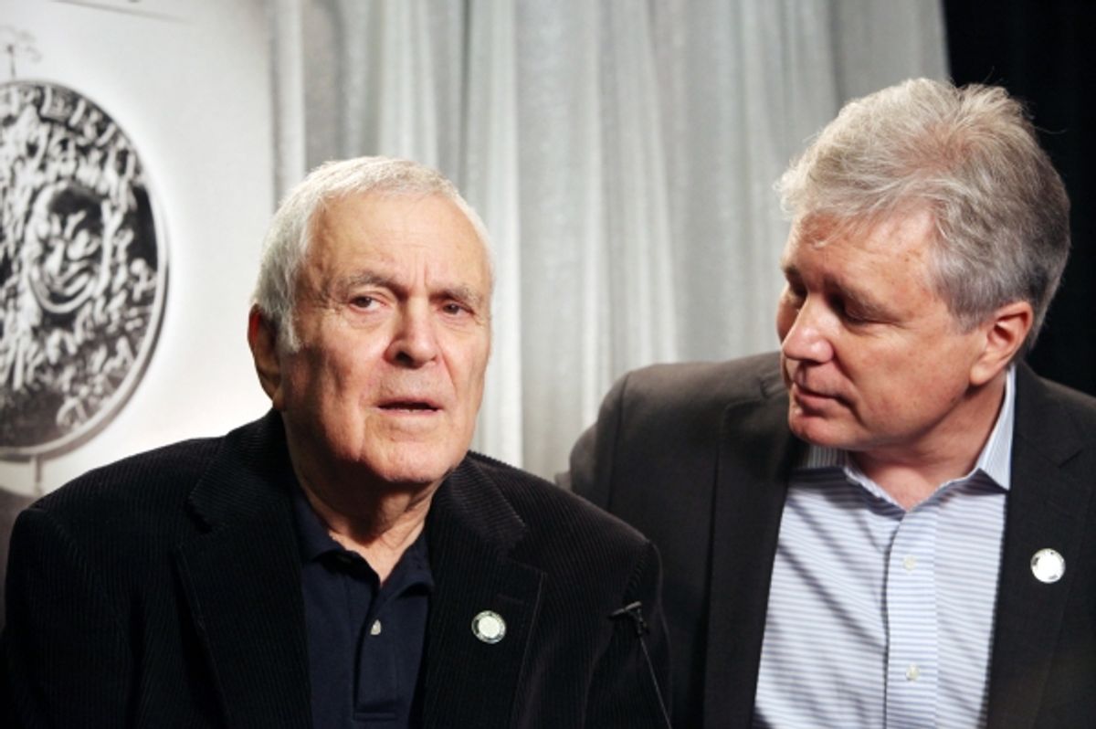 John Kander & David Thompson attending the 65th Annual Tony Awards Meet The Nominees Press Reception at the Millennium Hotel in New York City. Ã‚Â© Walter McBride / WM Photography / Retna Ltd. at 