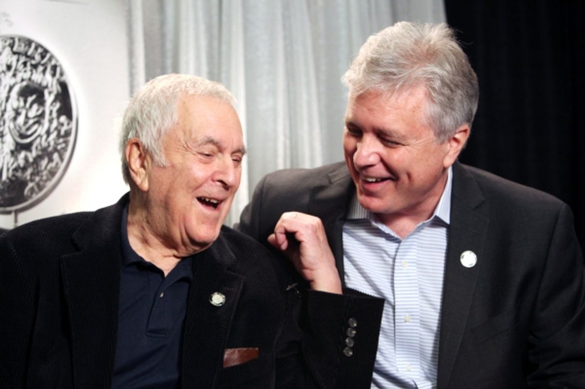 John Kander & David Thompson attending the 65th Annual Tony Awards Meet The Nominees Press Reception at the Millennium Hotel in New York City. Ã‚Â© Walter McBride / WM Photography / Retna Ltd. at 