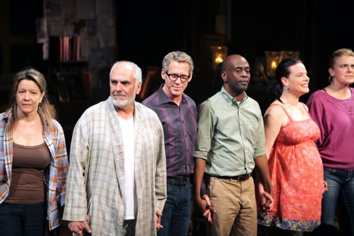 Linda Emond, Michael Cristofer, Stephen Spinella, K. Todd Freeman, Danielle Skraastad & Molly Price during 'The Intelligent Homosexual's Guide' Opening Night Curtain Call in New York City.  at 