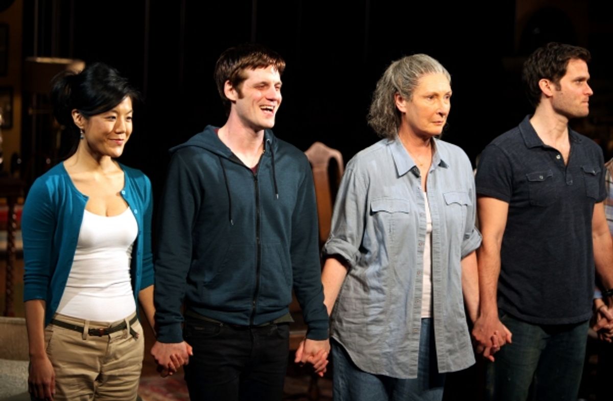 Hettienne Park, Michael Esper, Brenda Wehle, Steven Pasquale during 'The Intelligent Homosexual's Guide' Opening Night Curtain Call in New York City.  at 