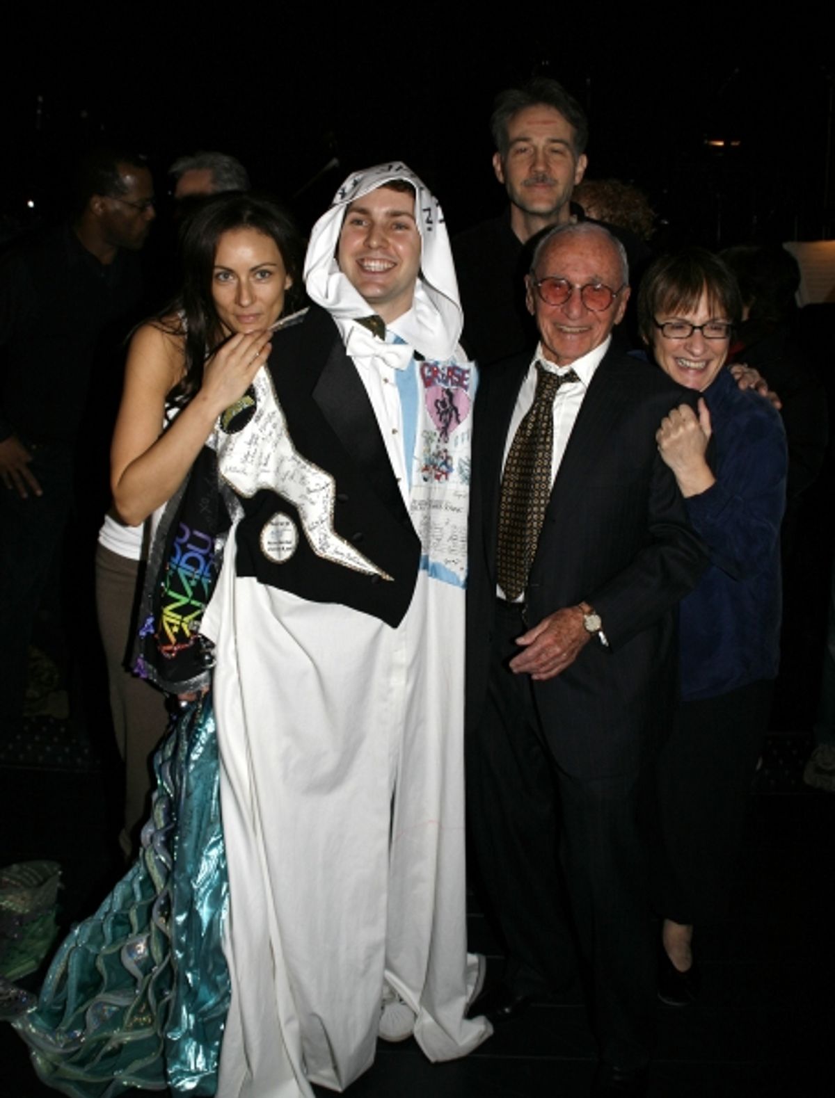 Laura Benanti, Steve Konopelski (Gypsy Robe Winner), Boyd Gaines, Arthur Laurents (Director) & Patti Lupone attending the Broadway Opening Night Gypsy Robe Ceremony for GYPSY at the St. James Theatre in New York City. at 