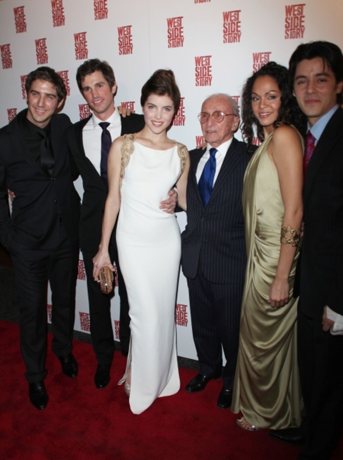 Cody Green, Matt Cavenaugh, Josefina Scallione, Arthur Laurents, Karen Olivo & George Akram attending the Opening Night Performance After Party for WEST SIDE STORY at Pier Sixty at Chelsea Piers in New York City at 