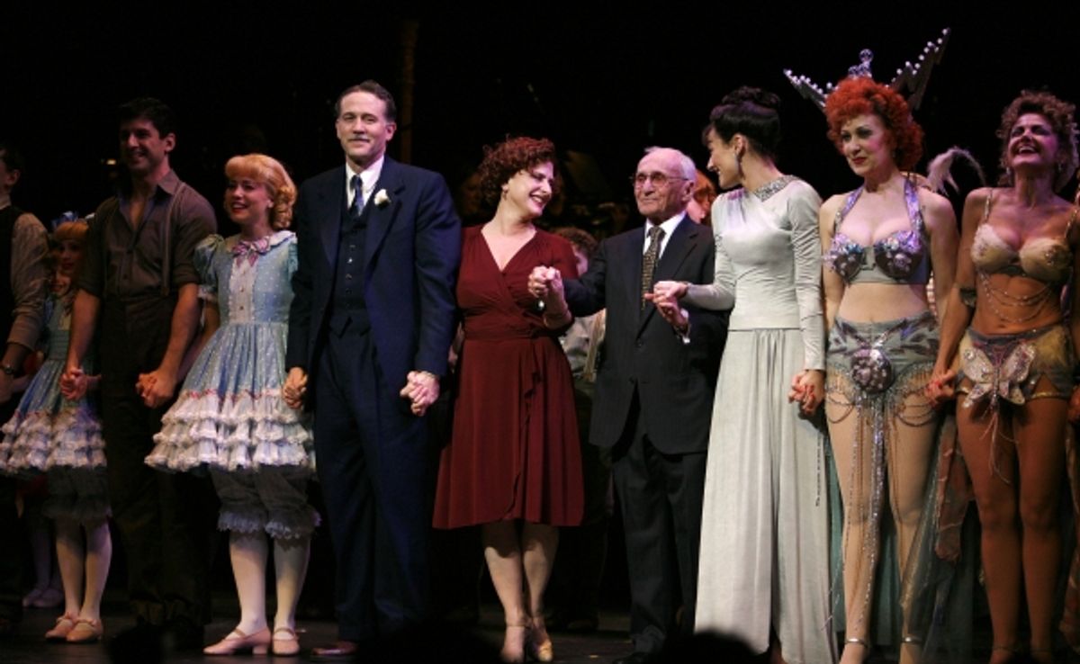 Katie Micha, Tony Yazbeck, Leigh Ann Larkin, Boyd Gaines, Patti LuPone, Arthur Laurents, Laura Benanti, Marilyn Caskey, Alison Fraser, Lenora Nemetz during the Broadway Opening Night Performance Curtain Call for GYPSY at the St. James Theatre in New York  at 