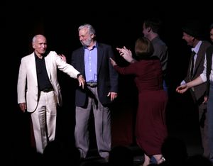 Arthur Laurents & Stephen Sondheim with Patti Lupone & the cast at the Opening Night  Photo
