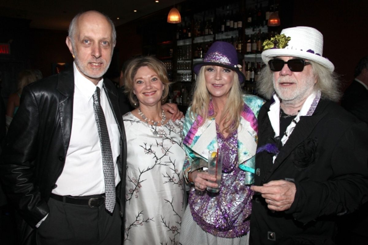 Co-Bookwriter Colin Escott & wife with Brigitte Mutrux & Floyd Mutrux attending the Pasadena Playhouse Pre-Broadway Opening Night Reception for 'Baby It's You!' at Angus Restaurant in New York City. at 