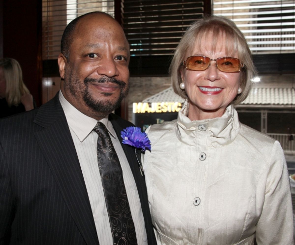 Sheldon Epps & Diane Fay Skomars attending the Pasadena Playhouse Pre-Broadway Opening Night Reception for 'Baby It's You!' at Angus Restaurant in New York City. at 