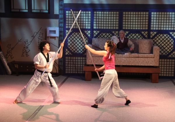 Eun-Jin Jung- Ju-Hee Lee during the Press Preview of The Martial Arts Comedy Sensatio Photo