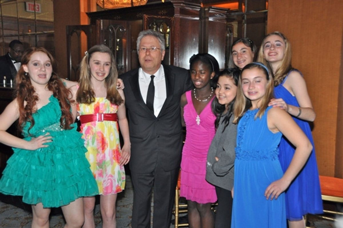 Alan Menken with Hannah Skokan, Melissa Barrow, Montana Byrne, Mackenzie Popielarz, Victoria Napolitano, Jacqueline Napolitano, and Julia Napolitano at 
