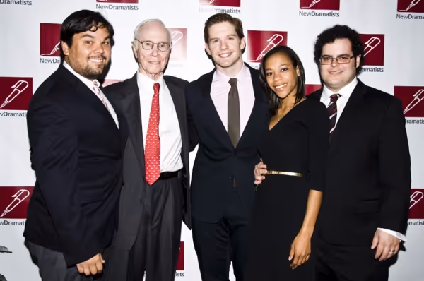 Robert Lopez, Roger Berlind, Rory O'Malley, Nikki M. James & Josh Gad Photo