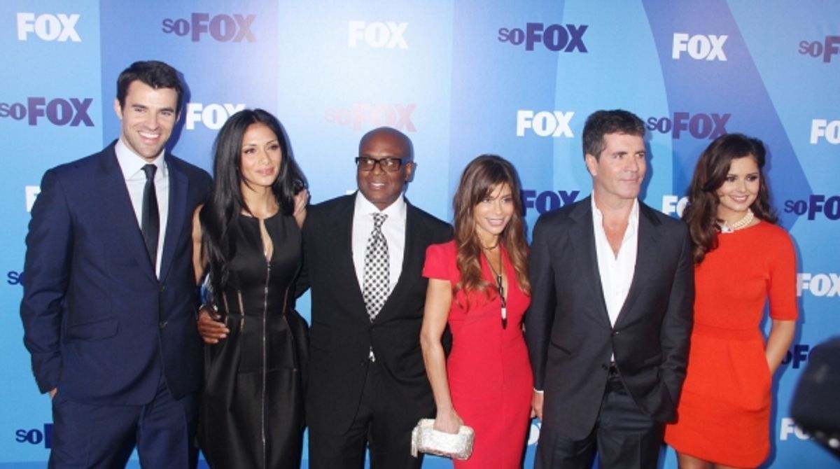 Steve Jones, Nicole Sherzinger, LA Reid, Paula Abdul, Simon Cowell and Cheryl Cole at 