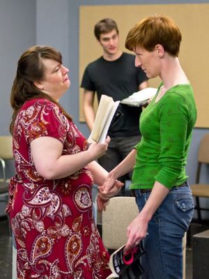 The Grays: Mira (Amelia Meckler) and Claire (Colleen Carey) with Peter (Kyle Johnson) Photo