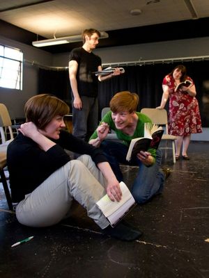 Paige (Zandi Carlson) has a chat with Claire (Colleen Carey) as Mira (Amelia Meckler) Photo