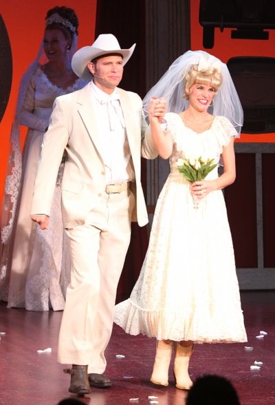 Jim Newman & Jenn Colella during the Opening Night Curtain Call for 'Lucky Guy' at th Photo