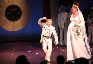 Leslie Jordan & Varla Jean Merman during the Opening Night Curtain Call for 'Lucky Gu Photo