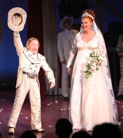 Leslie Jordan & Varla Jean Merman during the Opening Night Curtain Call for 'Lucky Gu Photo
