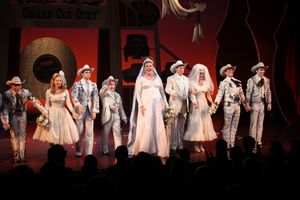 Leslie Jordan & Varla Jean Merman with Ensemble during the Opening Night Curtain Call Photo