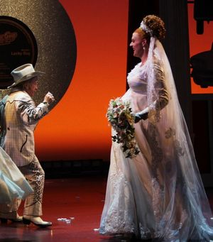 Leslie Jordan & Varla Jean Merman with Ensemble during the Opening Night Curtain Call Photo