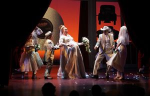 Leslie Jordan & Varla Jean Merman with Ensemble during the Opening Night Curtain Call Photo