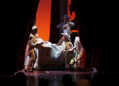 Leslie Jordan & Varla Jean Merman with Ensemble during the Opening Night Curtain Call Photo