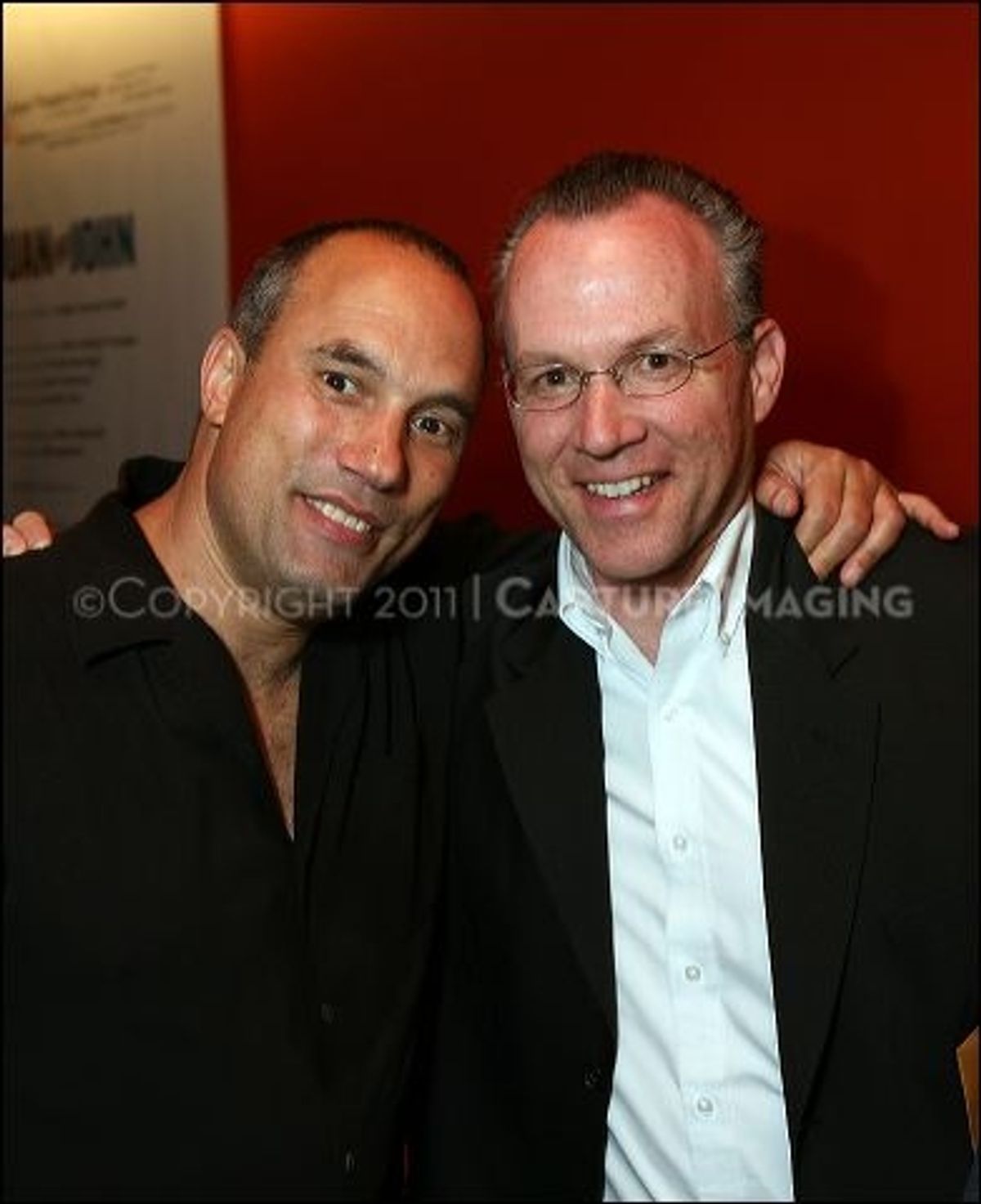 Cast member Roger Guenveur Smith (L) and Dodger Historian Mark Langill at 