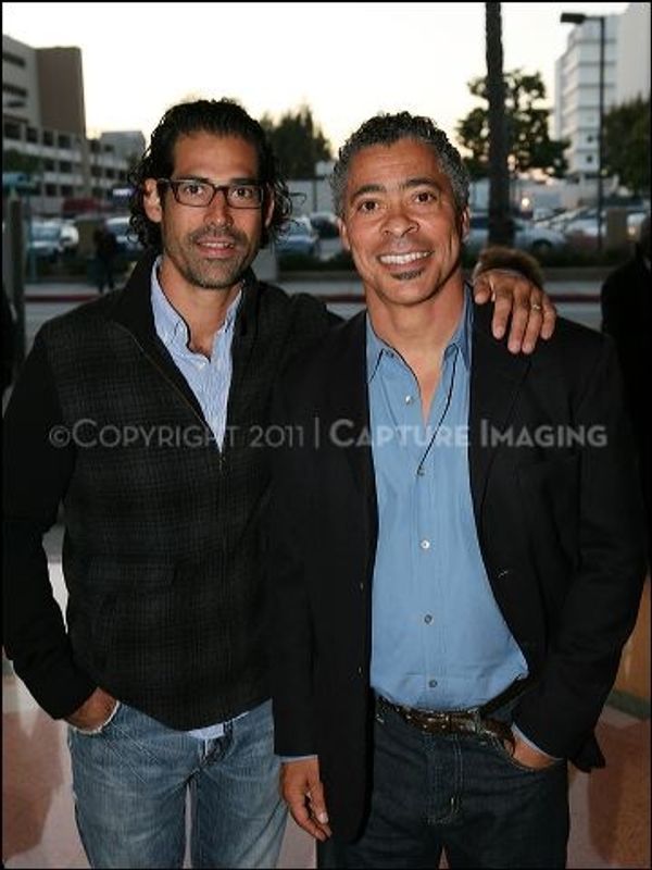 Richard Marquez (L) and actor Dominic Hoffman  Photo