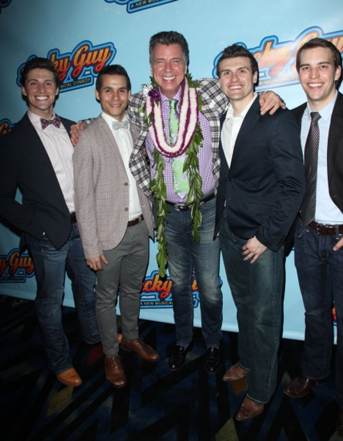 Callan Bergmann, Xavier Cano, Willard Beckham, Joshua Woodie & Wes Hart attending the Opening Night After Party for 'Lucky Guy' at Planet Hollywood in New York City.  at 