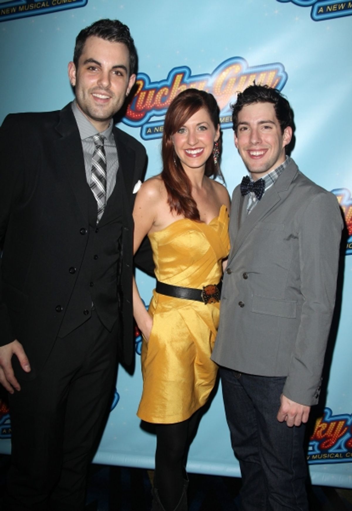 Understudy Zak Resnick, Meggie Cansler and Ryan Koss  attending the Opening Night After Party for 'Lucky Guy' at Planet Hollywood in New York City.  at 